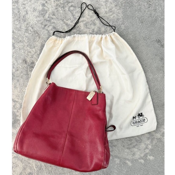 Coach Handbags - Coach Madison Scarlet Leather Phoebe Shoulder Bag Purse Scarlet Hobo w/ Dustbag